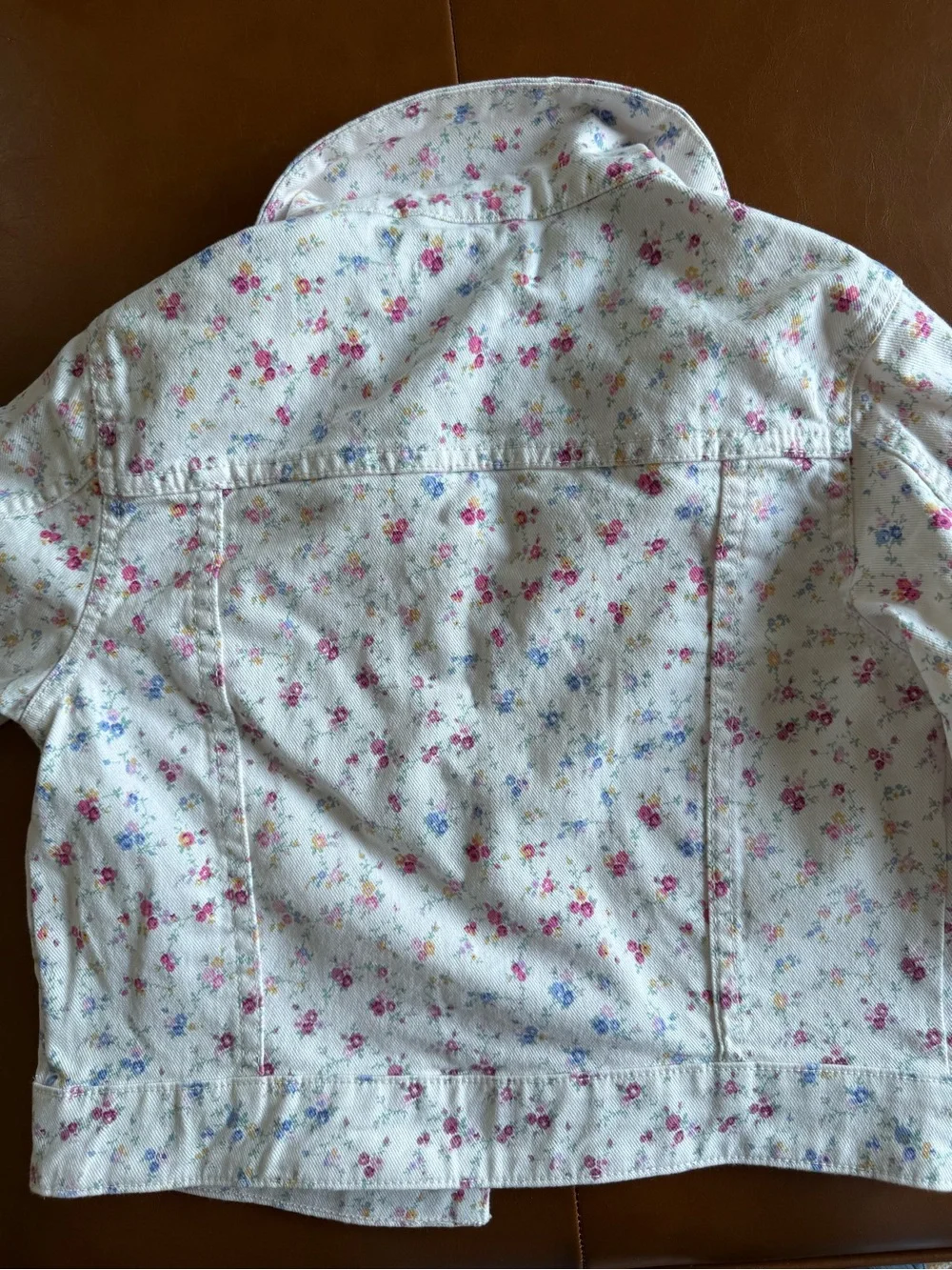 LoveShackFancy x Target NWT Cream Floral Jean Jacket Pink & Blue Blooms 10/12 L